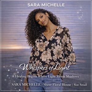 Size Small - Sara Michelle Sheer Floral Blouse | Bell Sleeves & Pearl Buttons